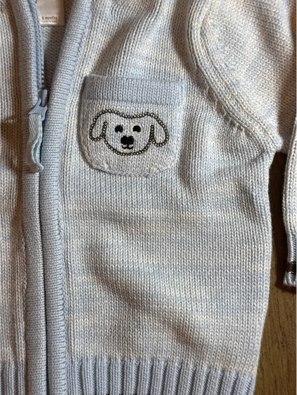 Nordstrom Baby Organic Knit Zip Hoodie Puppy Pocket 6 Months